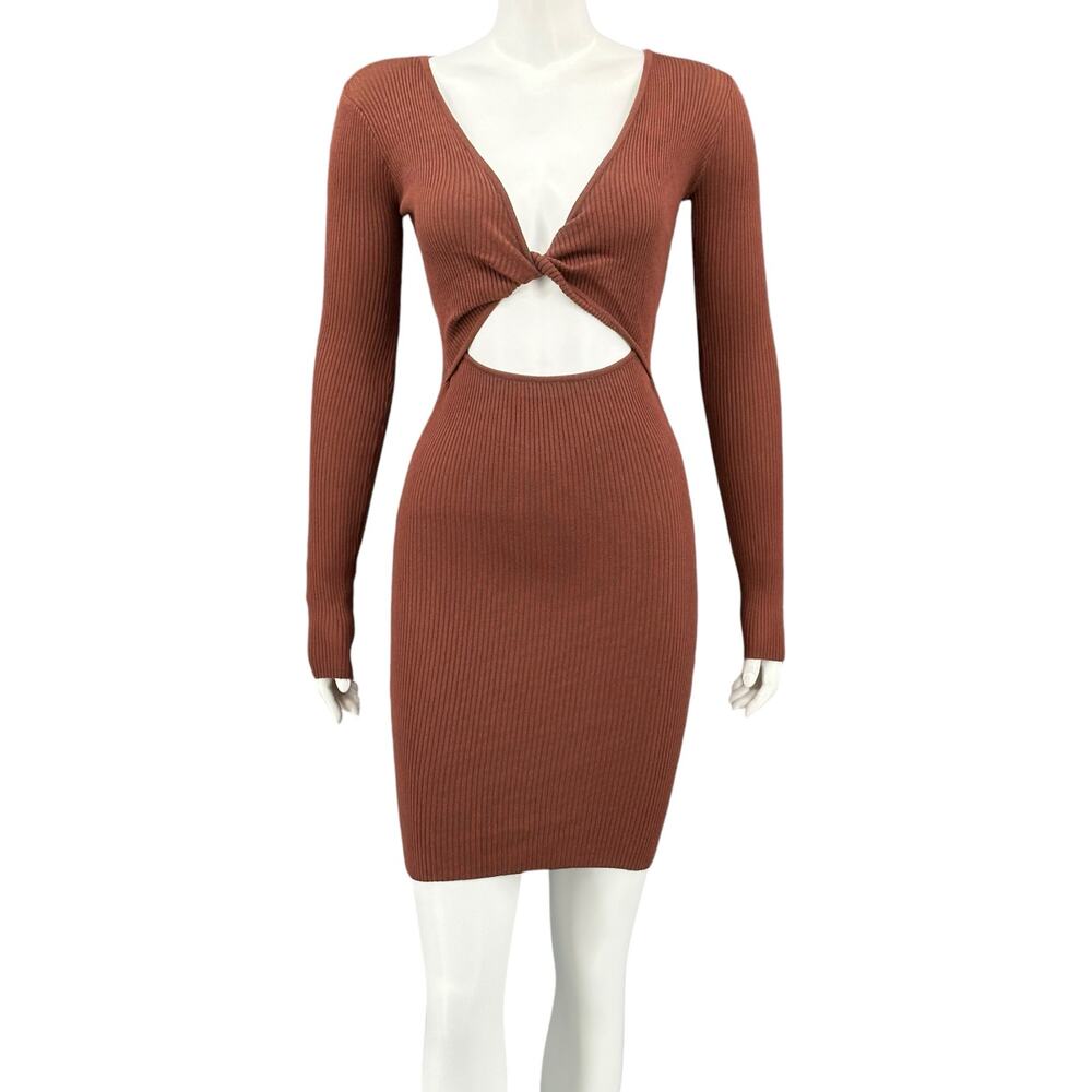 Princess Polly Dress Womens Small Medium Brown Abigail Mini Bodycon‎ Knit Club
